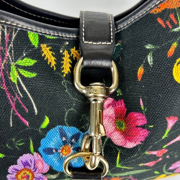 GUCCI FLORA JACKIE PRINTED CANVAS HOBO SHOULDER BAG - Picture 5 of 12